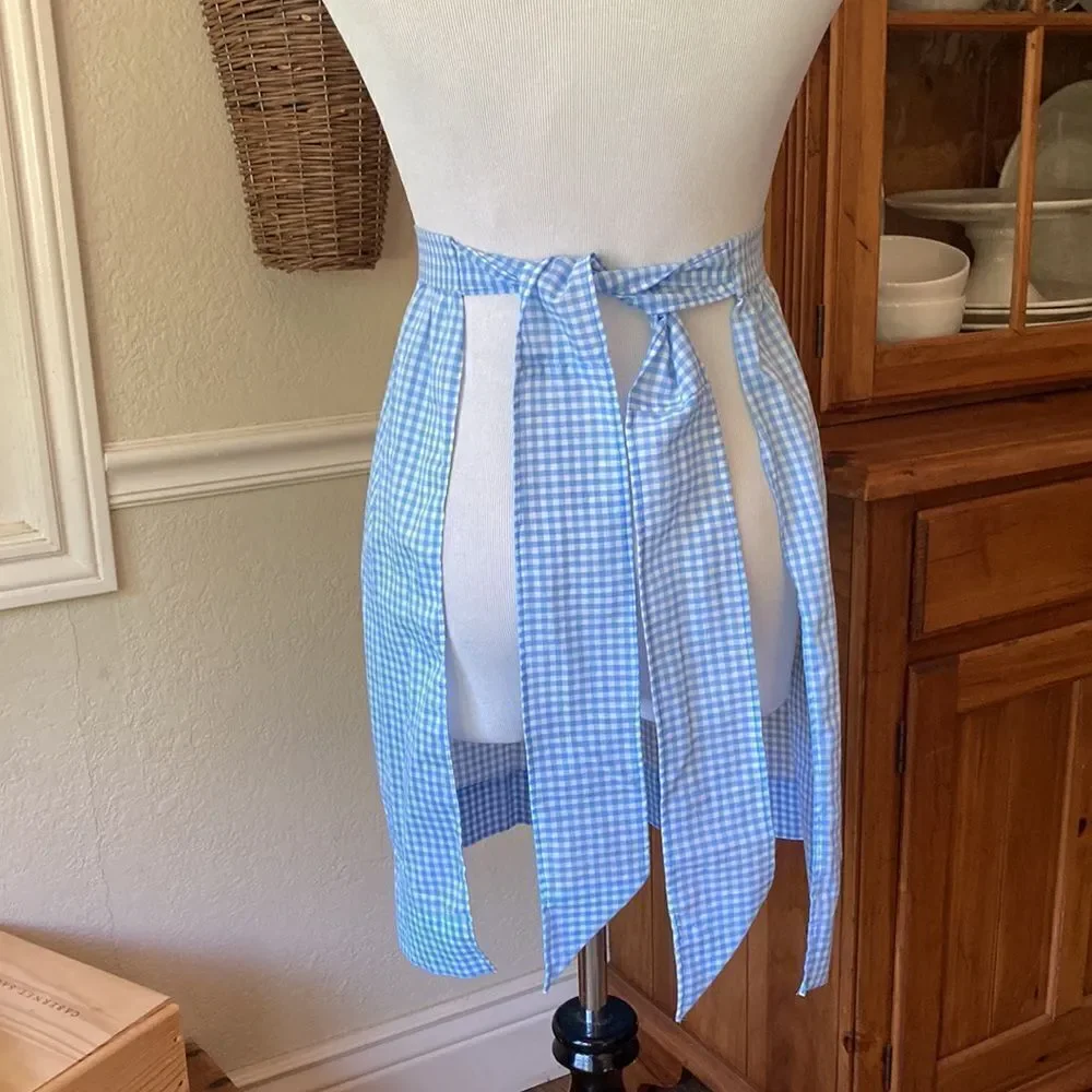 Handmade Cross Stitch Gingham Country Grannycore Apron